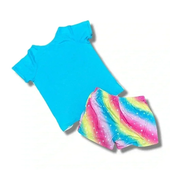 Girls Wonder Nation Yoga unicorn Shorts pajama set size 10/12 Plus - Picture 3 of 4